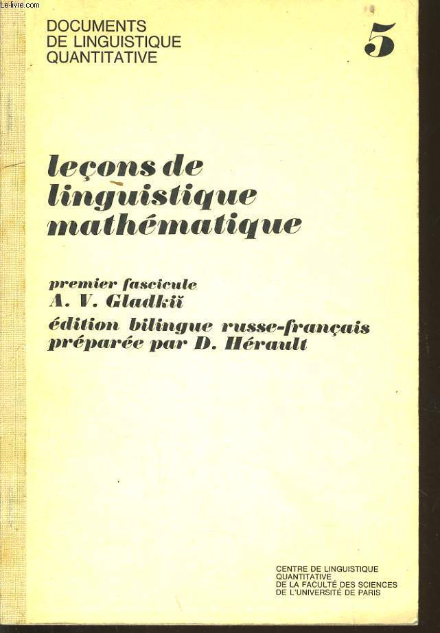 LECONS DE LINGUISTIQUE MATHEMATIQUE n5 - 1er fascicule