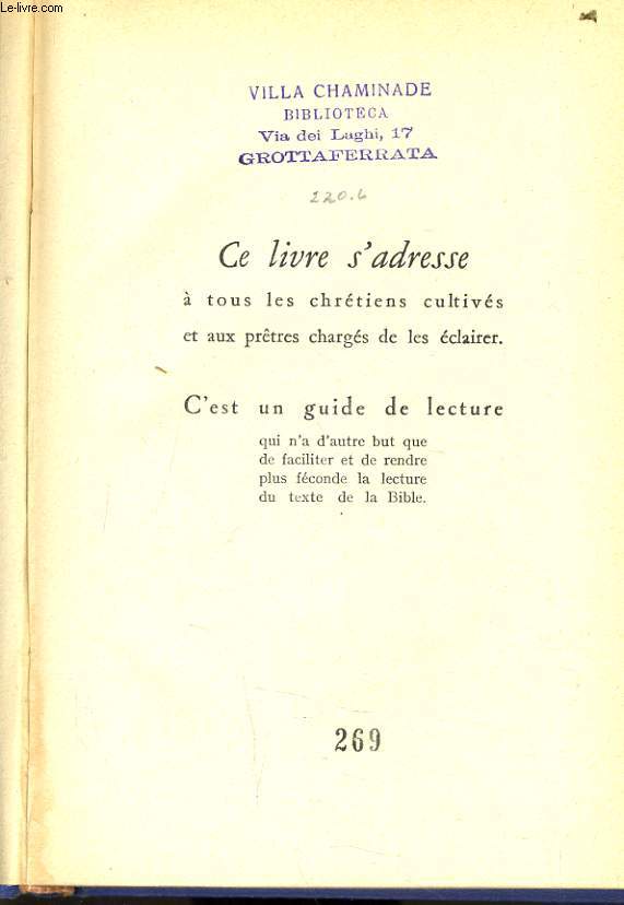 AUX SOURCES BIBLIQUES guide de lecture de l'ancien testament