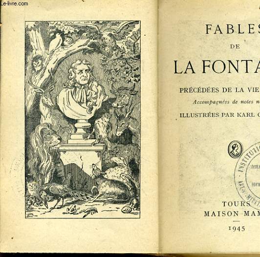 FABLES DE LA FONTAINE prcds de la vie d'sope accompagnes de notes nouvelles