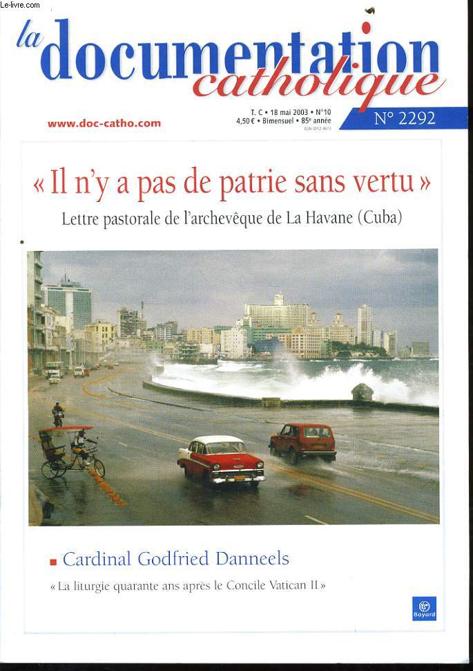 LA DOCUMENTATION CATHOLIQUE n2292 : 