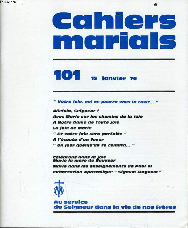 CAHIERS MARIALS n101 : 