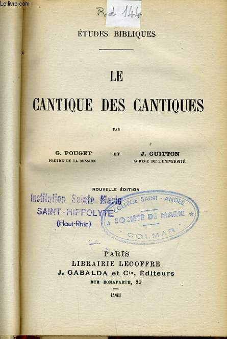 LE CANTIQUE DES CANTIQUES