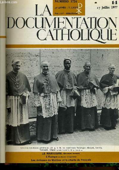 LA DOCUMENTATION CATHOLIQUE n 14 : Le Marxisme - L'Europe - Les vques du Qubec et la charte du Franais