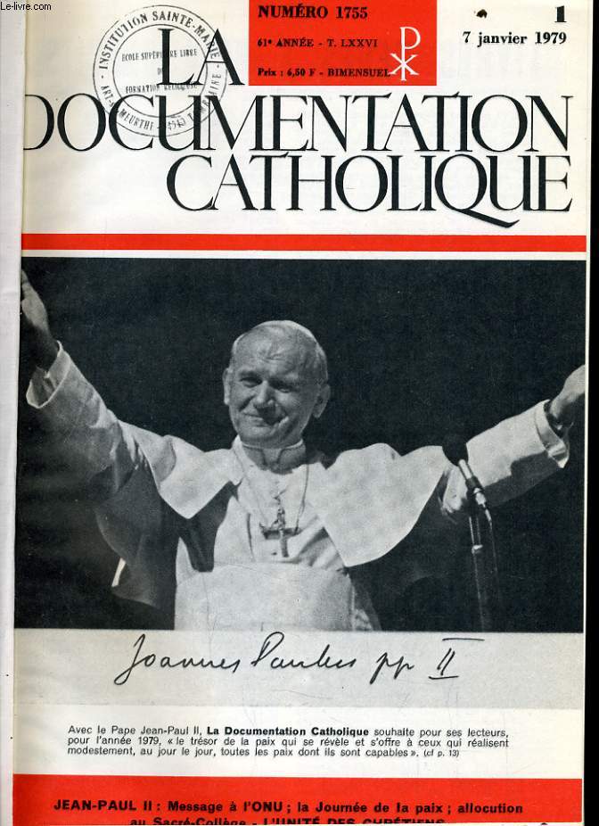 LA DOCUMENTATION CATHOLIQUE n : Jean Paul II 