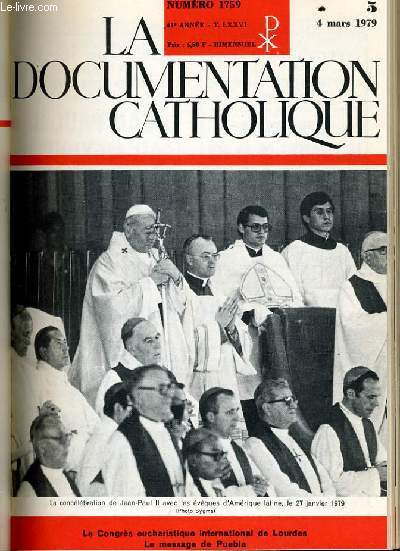 LA DOCUMENTATION CATHOLIQUE n 5 : Le congrs eucharistique international de Lourdes - Le message de Puebla