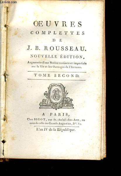 OEUVRES COMPLETES DE J. B. ROUSSEAU tome 2