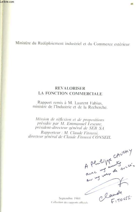 REVALORISER LA FONCTION COMMERCIALE rapport au ministre de l'Industrie et de la Recherche