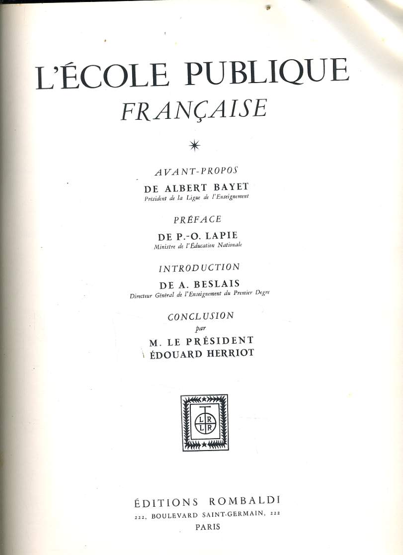 L'ECOLE PUBLIQUE FRANCAISE en 2 tomes