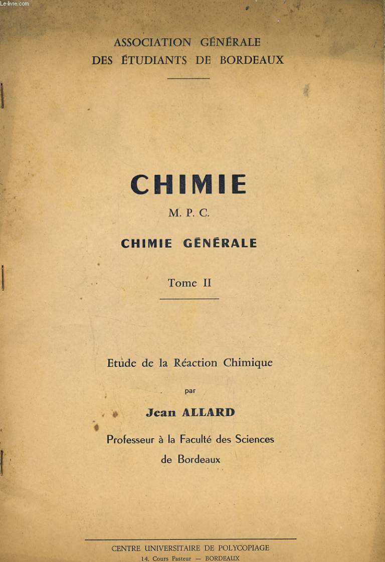 CHIMIE M.P.C. CHIMIE GENERAL tome II
