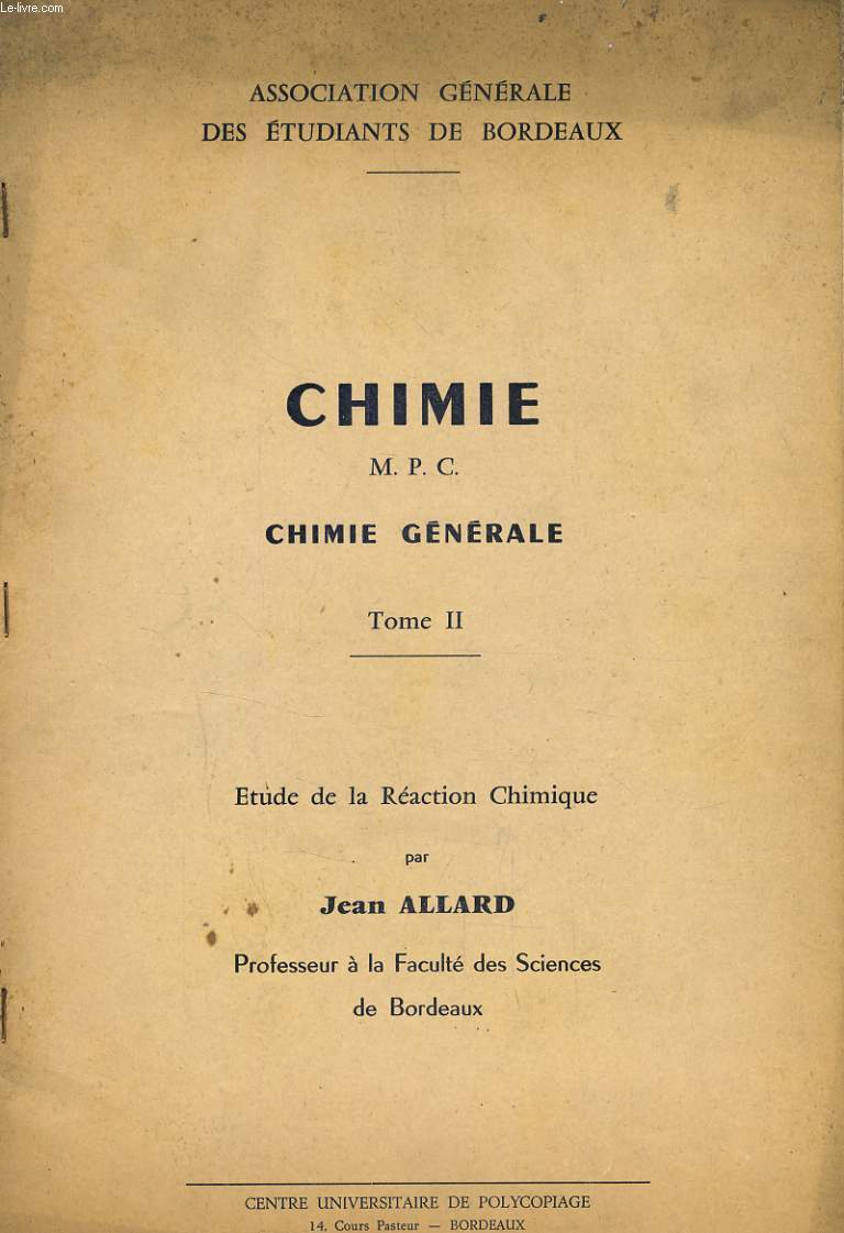 CHIMIE M.P.C. CHIMIE GENERAL tome II
