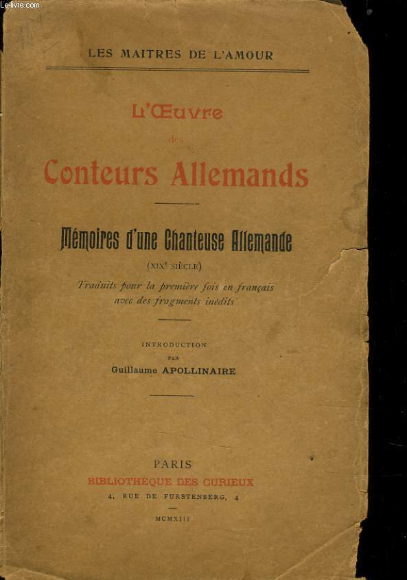 L'OEUVRE DES CONTEURS ALLEMANDS mmoires d'une chanteuse allemande (XIXe sicle)