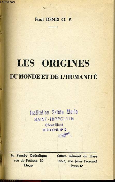 LES ORIGINES DU MONDE ET DE L'HUMANITE