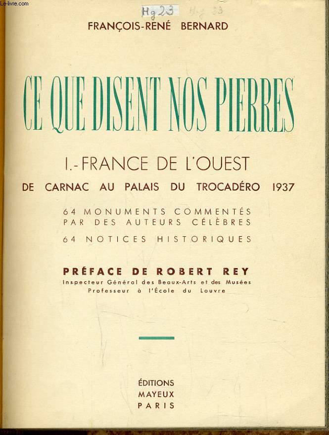 CE QUI DISENT NOS PIERRES 1-France de l'Ouest de carnac au palais de trocadro 1937