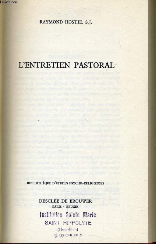 L'ENTRETIEN PASTORAL
