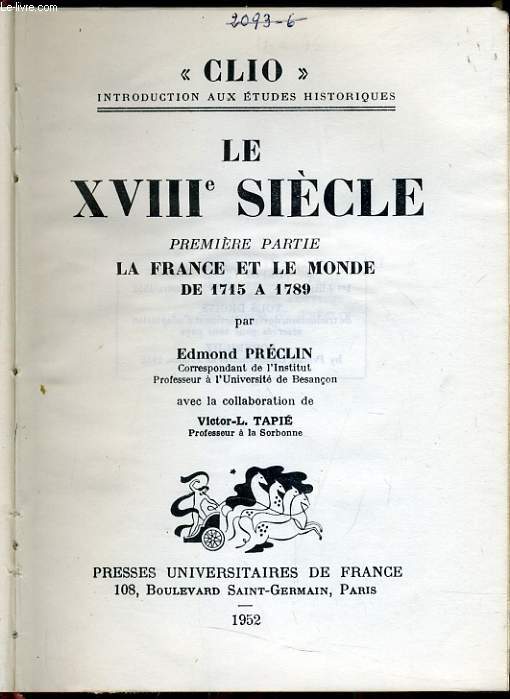 LE XVIIIe sicle premire partie La France et le monde de 1715  1789