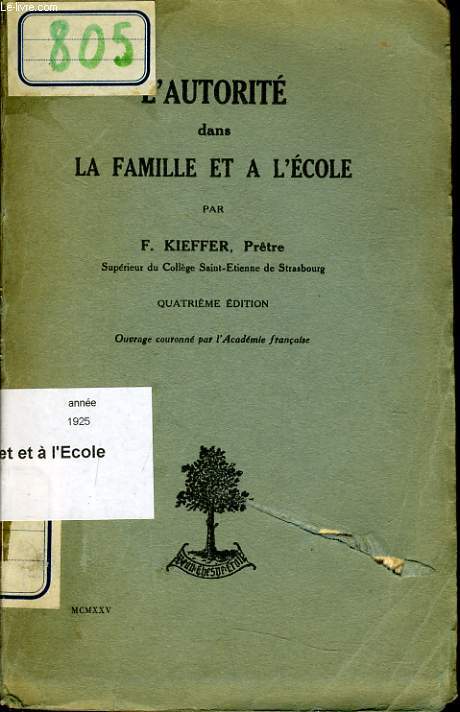 L'AUTORITE DANS LA FAMILLE ET A L'ECOLE