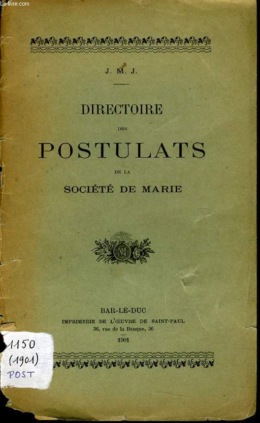 DIRECTOIRE DES POSTULATS DE LA SOCIETE DE MARIE