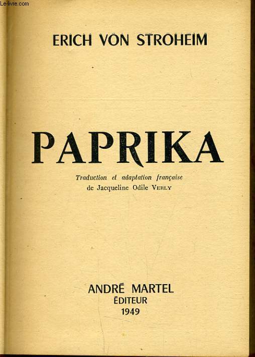 PAPRIKA - ERICH VON STROHEIM - 1949 - Photo 1/1