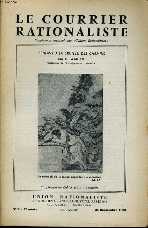 LE COURRIER RATIONALISTEn9 (supplment au cahier n189) : L'enfant  la croise des chemins