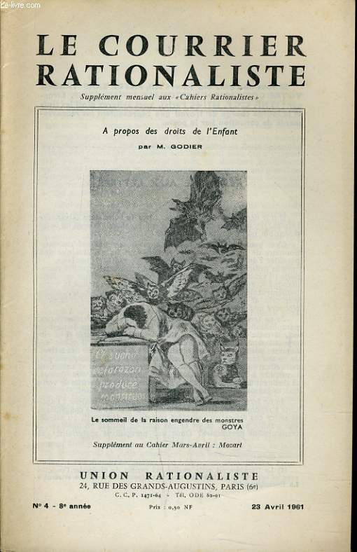 LE COURRIER RATIONALISTEn4 (Supplment au cahier mars-avril : Mozart) : A propos des droits de l'Enfant