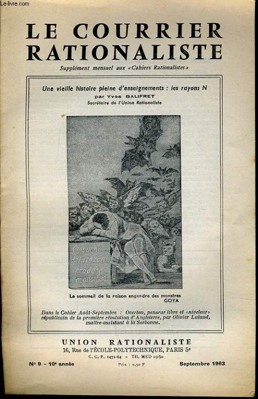 LE COURRIER RATIONALISTEn9 (dans le cahier Aot septembre : Overton penseur libre et niveleur) : Une vieille histoire pleine d'enseignements 