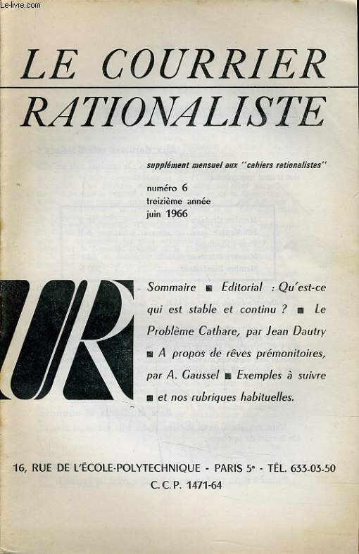 LE COURRIER RATIONALISTEn6 (supplment aux 