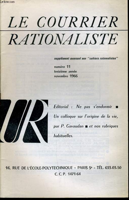 LE COURRIER RATIONALISTEn11 (supplment mensuel aux 