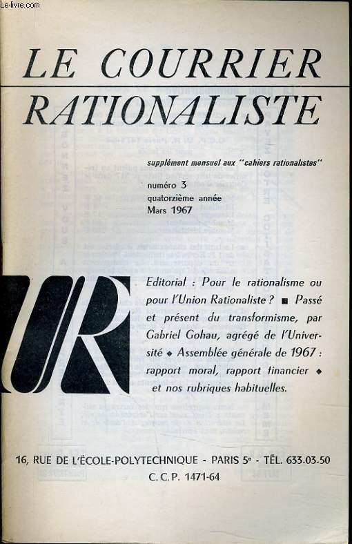 LE COURRIER RATIONALISTE n3 (supplment mensuel aux 