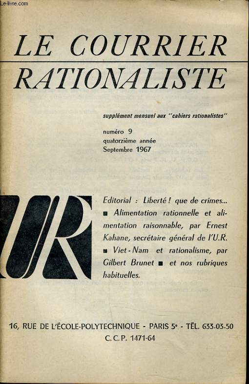 LE COURRIER RATIONALISTEn9 (supplment mensuel aux 