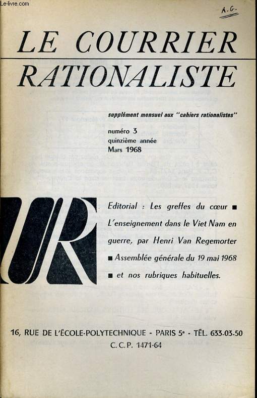 LE COURRIER RATIONALISTE n3 (supplment mensuel aux 