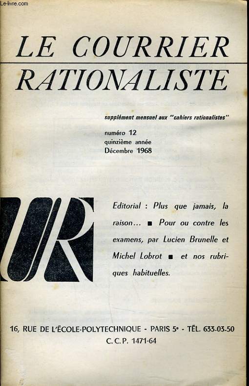 LE COURRIER RATIONALISTE n12 (supplment mensuel aux 