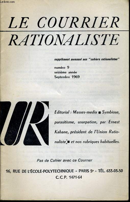 LE COURRIER RATIONALISTEn9 (supplment mensuel aux 