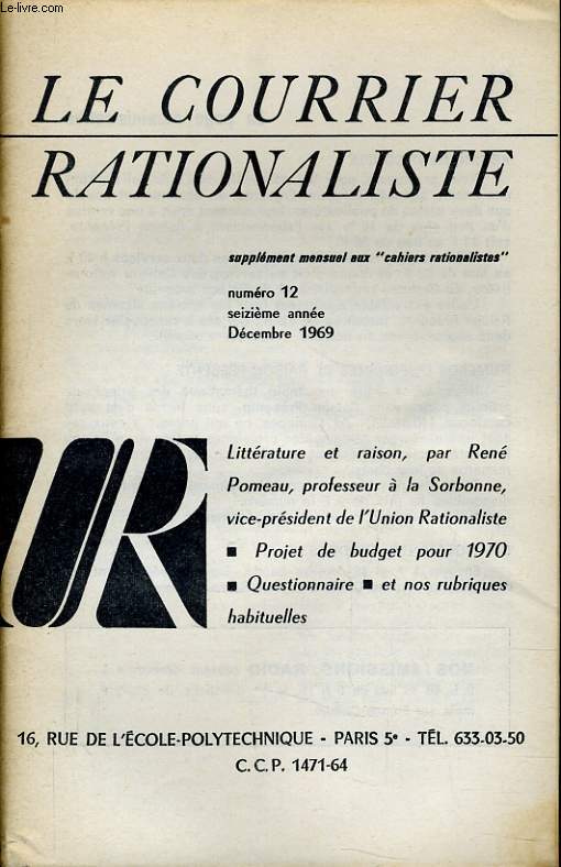 LE COURRIER RATIONALISTE n12 (supplment mensuel aux 