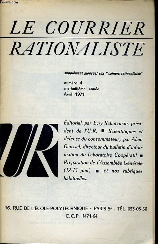 LE COURRIER RATIONALISTE n4 (supplment mensuel aux 