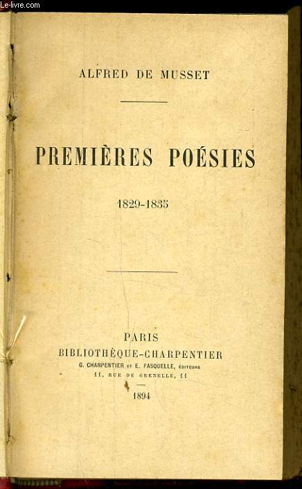 PREMIERES POESIES 1829-1835