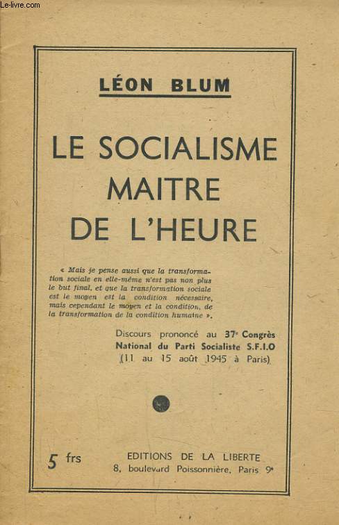 LE SOCIALISME MATIRE DE L'HEURE