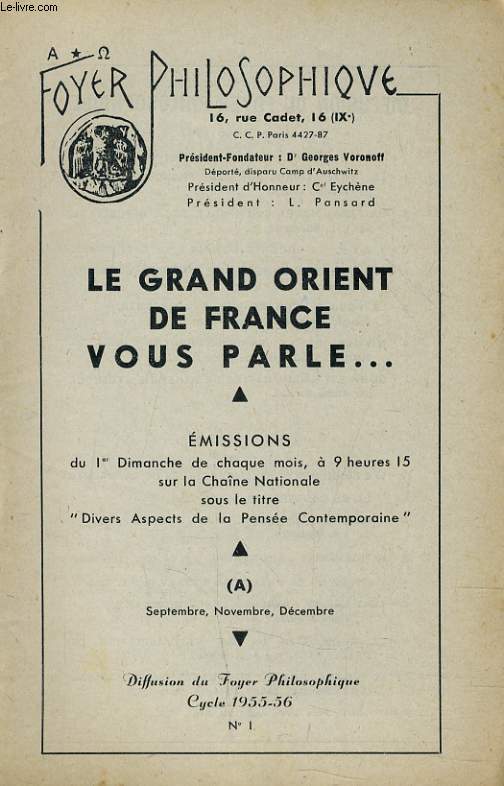 FOYER PHILOSOPHIQUE N°1 - LE GRAND ORIENT DE FRANCE VOUS PARLE ...