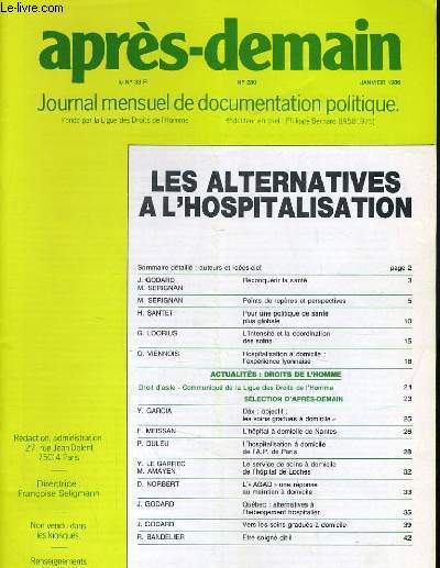 APRES-DEMAIN N280 - LES ALTERNATIVES A L'HOSPITALISATION