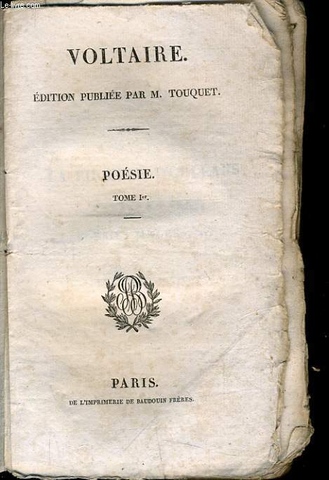 POESIE TOME 1er - LA PUCELLE D'ORLEANS CONTES EN VERS POESIES MELEES