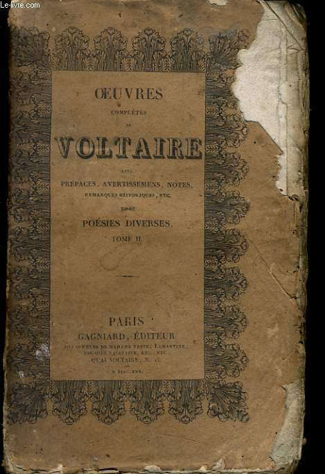 OEUVRES COMPLETES DE VOLTAIRE - POESIES DIVERSES TOME II