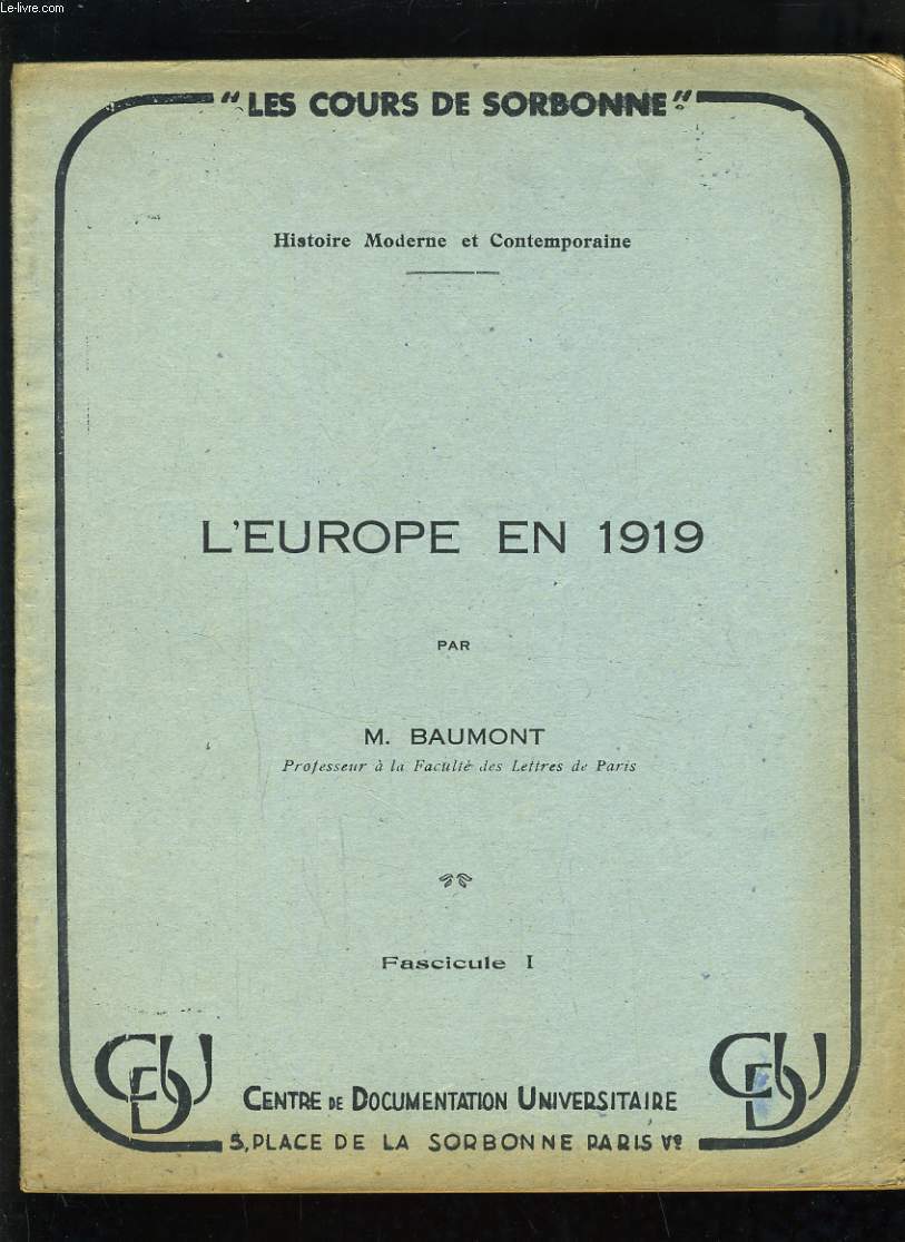 L'EUROPE EN 1919