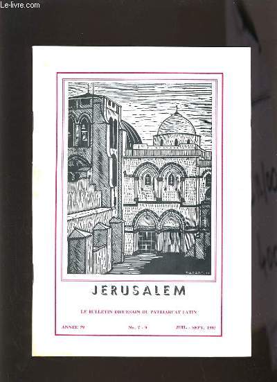 JERUSALEM N7 - 9 - ANNEE 59 - ESPOIR ET CONFIANCE, PRIONS POUR LA PAIX, LA MINORITE CHRETIENNE, L'INSERTION DE NOS EGLISE DANS LE MONDE