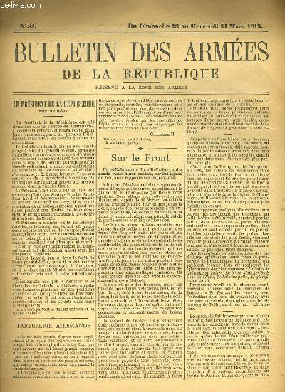 BULLETIN DES ARMEES DE LA REPUBLQUE N84 - LE PRESIDENT DE LA REPUBLIQUE AUX ARMEES - TARTUFERIE ALLEMANDE