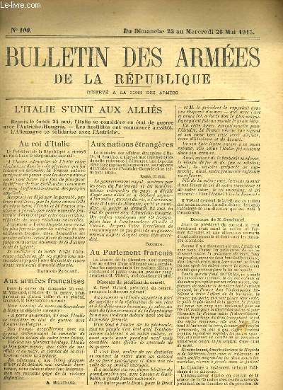 BULLETIN DES ARMEES DE LA REPUBLQUE N100 - L'ITALIE S'UNIT AUX ALLIES