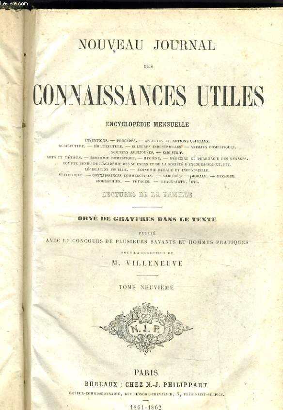 NOUVEAU JOURNAL DES CONNAISSANCES UTILES - TOME 9