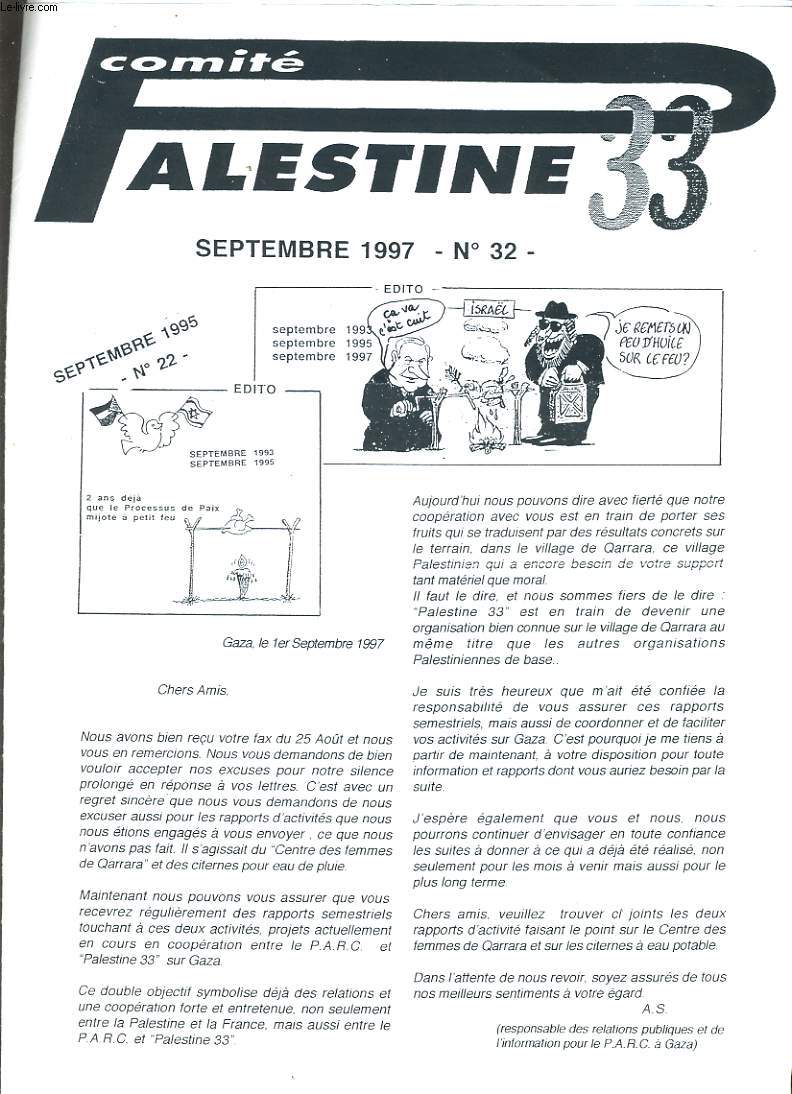 COMITE PALESTINE 33, N32, SEPTEMBRE 1997.
