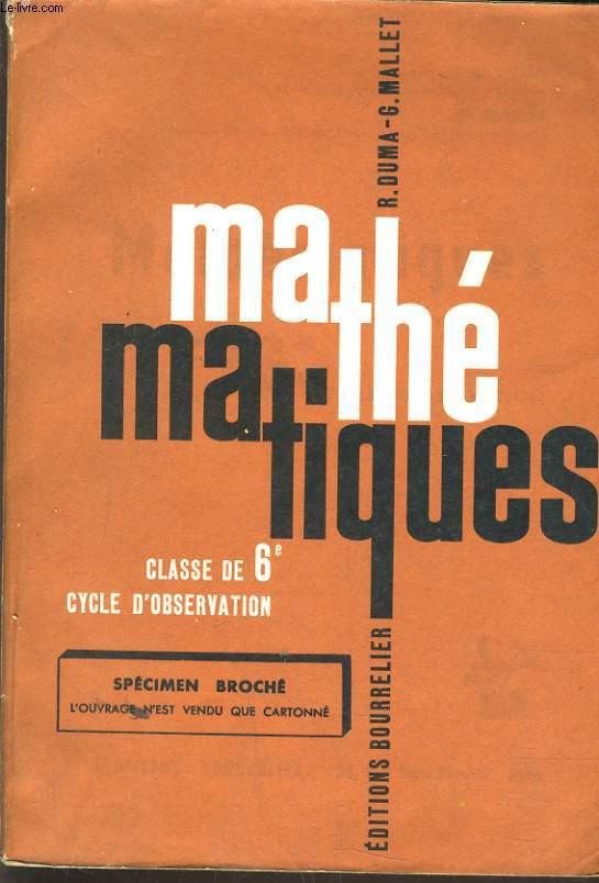 MATHEMATIQUES, CLASSE DE 6e, CYCLE D'OBSERVATION