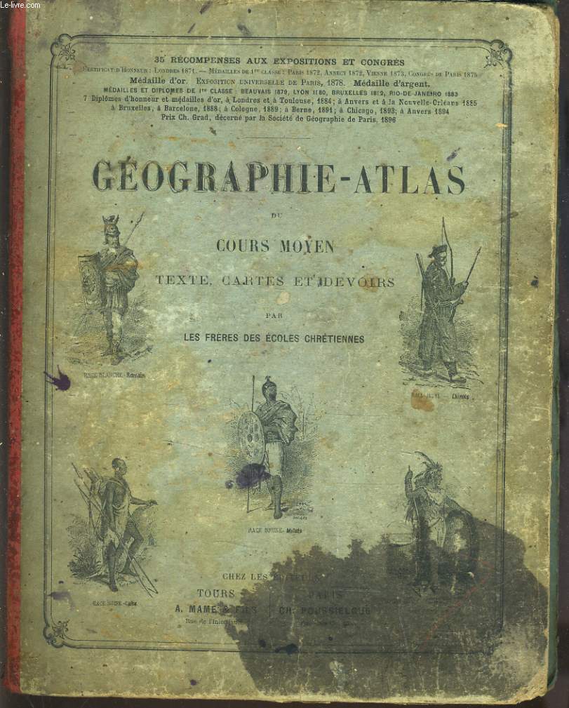 GEOGRAPHIE-ATLAS. COURS MOYEN. TEXTE, CARTES ET DEVOIRS.