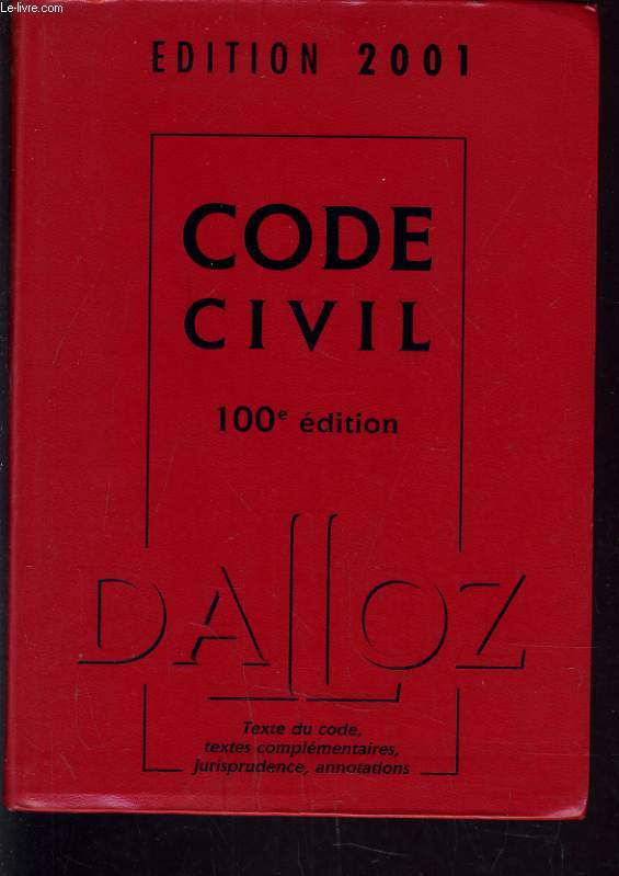 CODE CIVIL DALLOZ EDITION 2001.