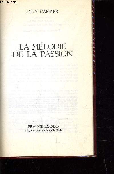 LA MELODIE DE LA PASSION.